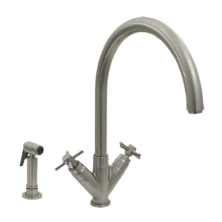 Whitehaus Dual Handle Faucet W/ Gooseneck Swivel Spout, "V" Cross Style Handles A 3-03942SS85-BN
